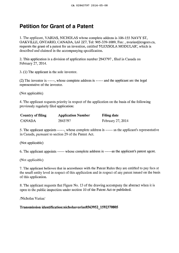 Document de brevet canadien 2843797. Correspondance 20131208. Image 2 de 3