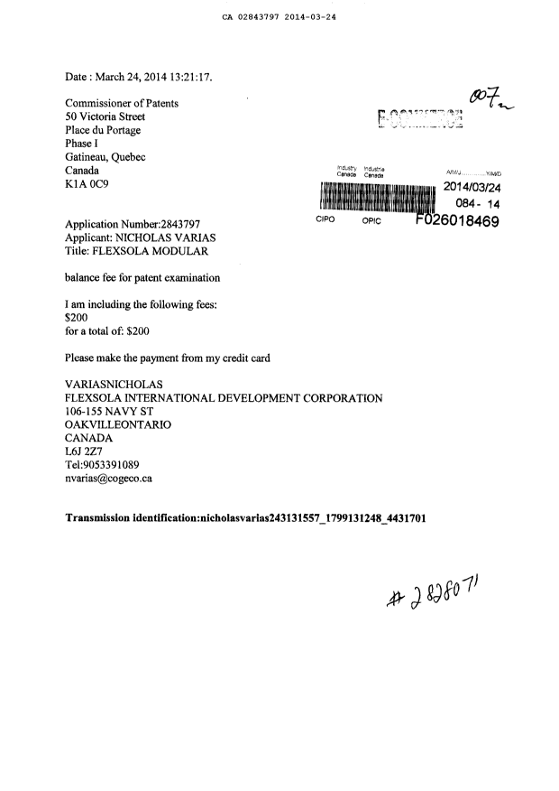 Canadian Patent Document 2843797. Prosecution-Amendment 20131224. Image 1 of 1