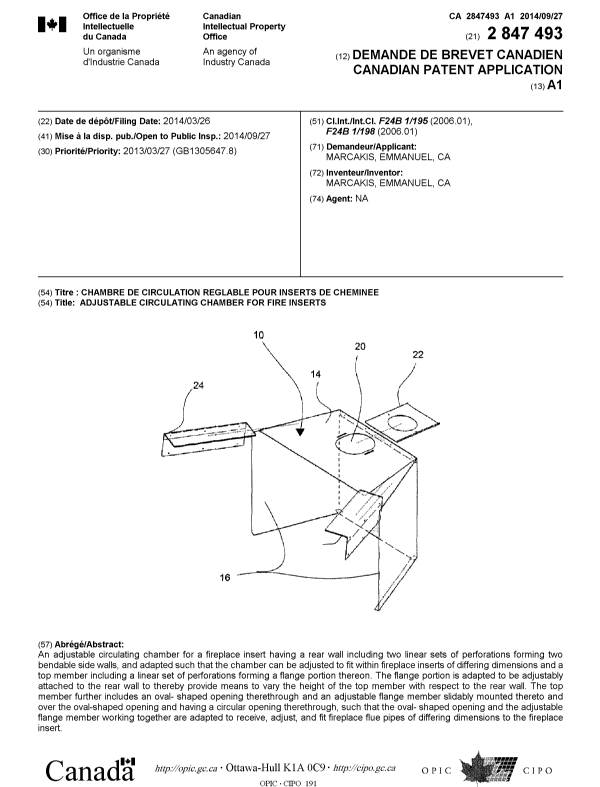 Canadian Patent Document 2847493. Cover Page 20141007. Image 1 of 1