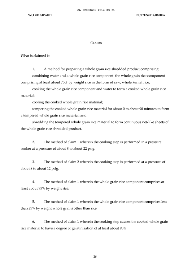 Document de brevet canadien 2850631. Revendications 20140331. Image 1 de 3