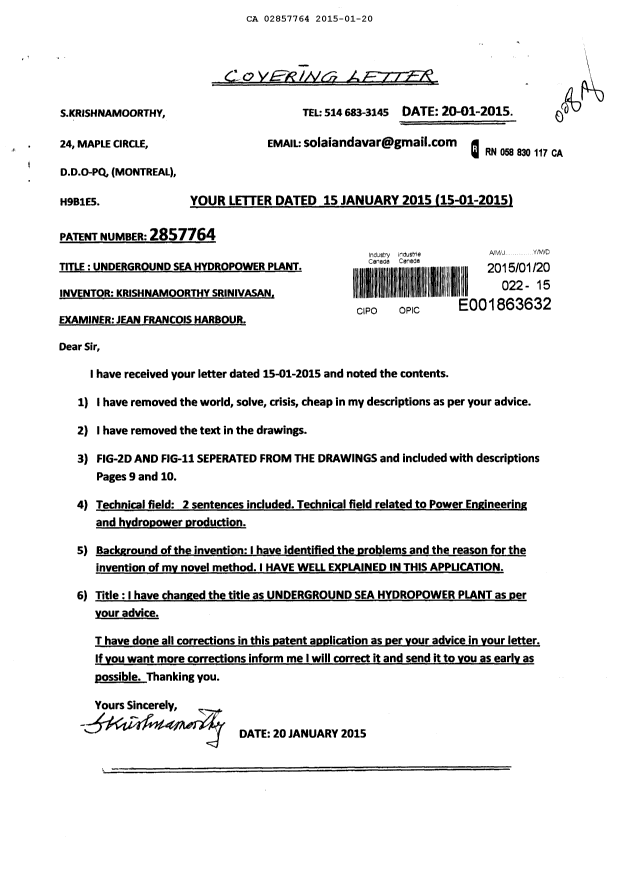 Canadian Patent Document 2857764. Prosecution-Amendment 20141220. Image 1 of 30