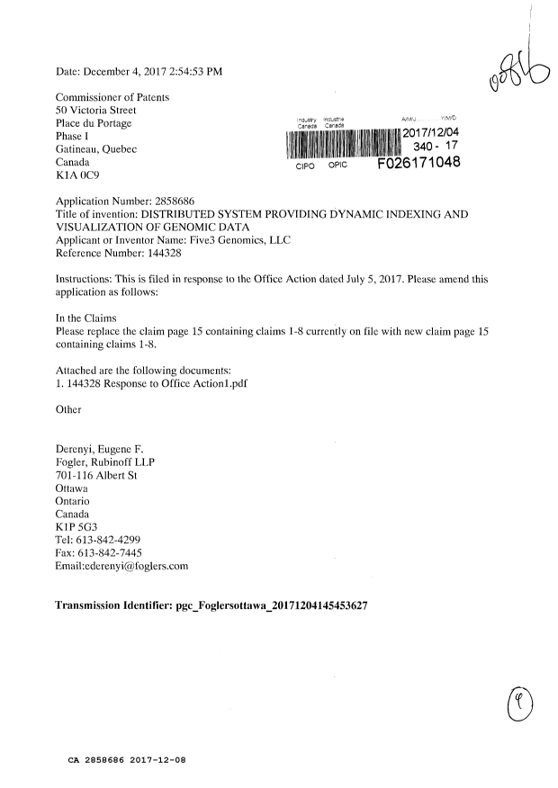 Document de brevet canadien 2858686. Poursuite-Amendment 20161208. Image 1 de 9