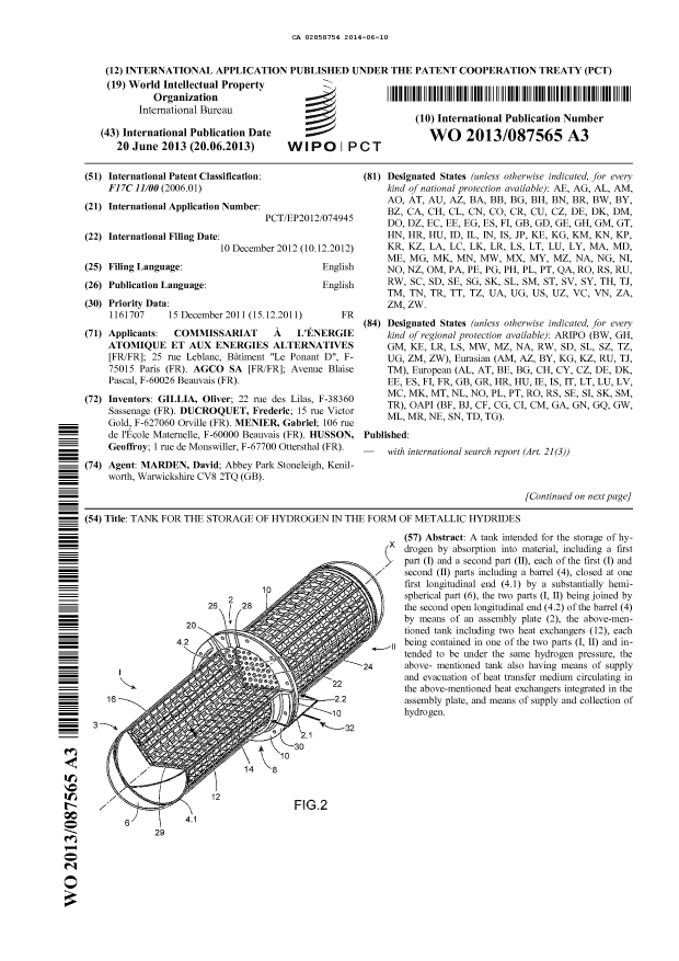 Document de brevet canadien 2858754. Abrégé 20140610. Image 1 de 2