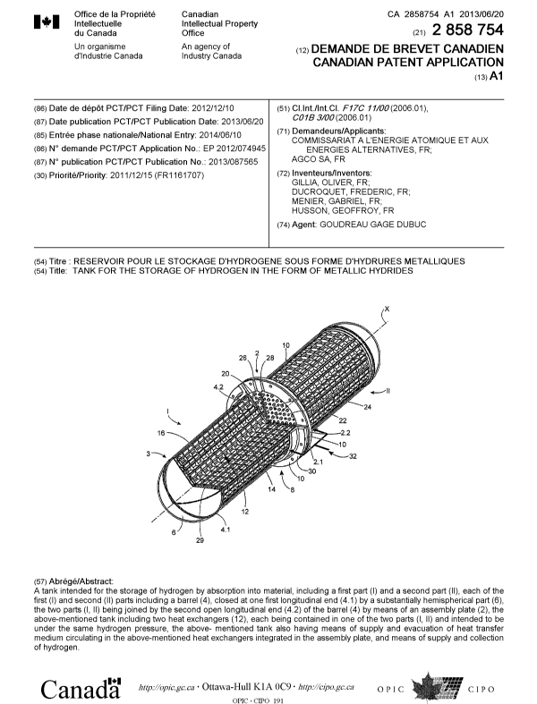 Document de brevet canadien 2858754. Page couverture 20140902. Image 1 de 1