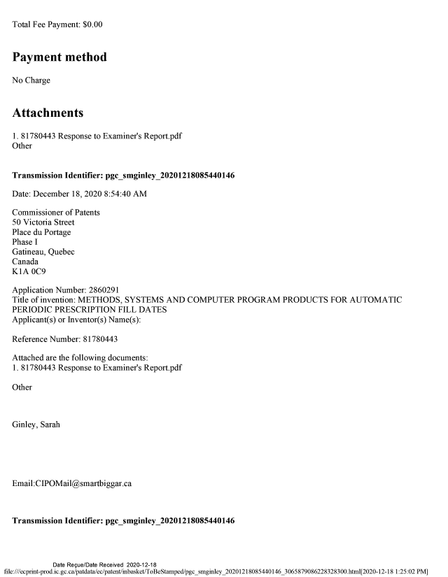Document de brevet canadien 2860291. Modification 20201218. Image 2 de 20