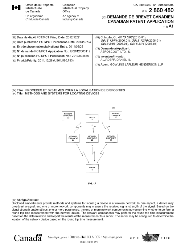 Canadian Patent Document 2860480. Cover Page 20140915. Image 1 of 1