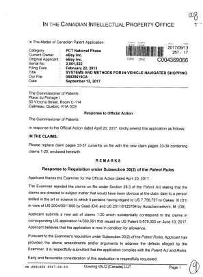 Canadian Patent Document 2861822. Amendment 20170913. Image 1 of 9
