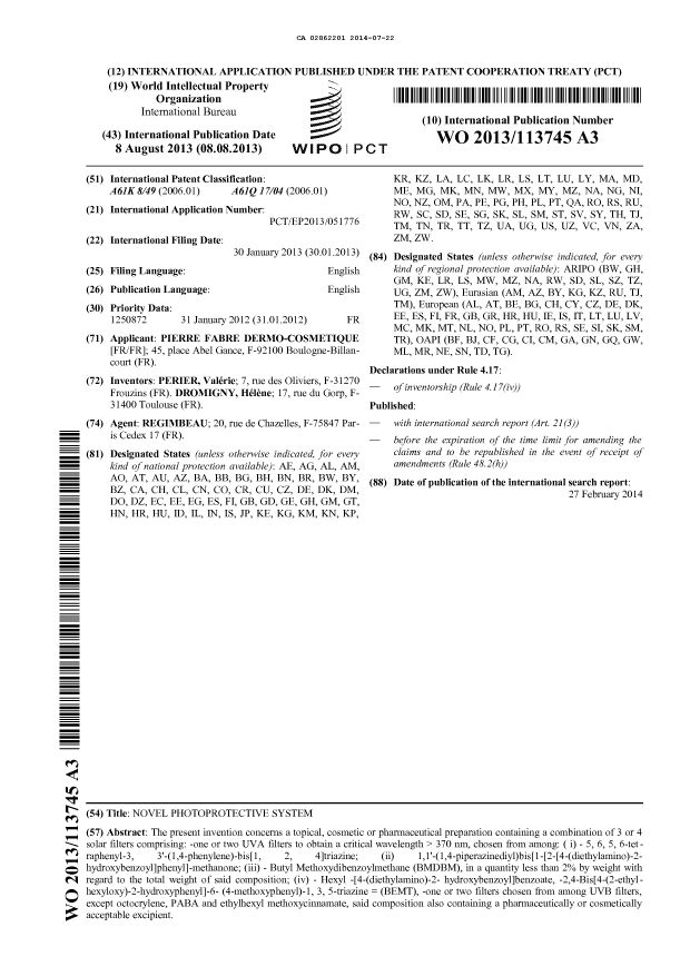 Document de brevet canadien 2862201. Abrégé 20140722. Image 1 de 1