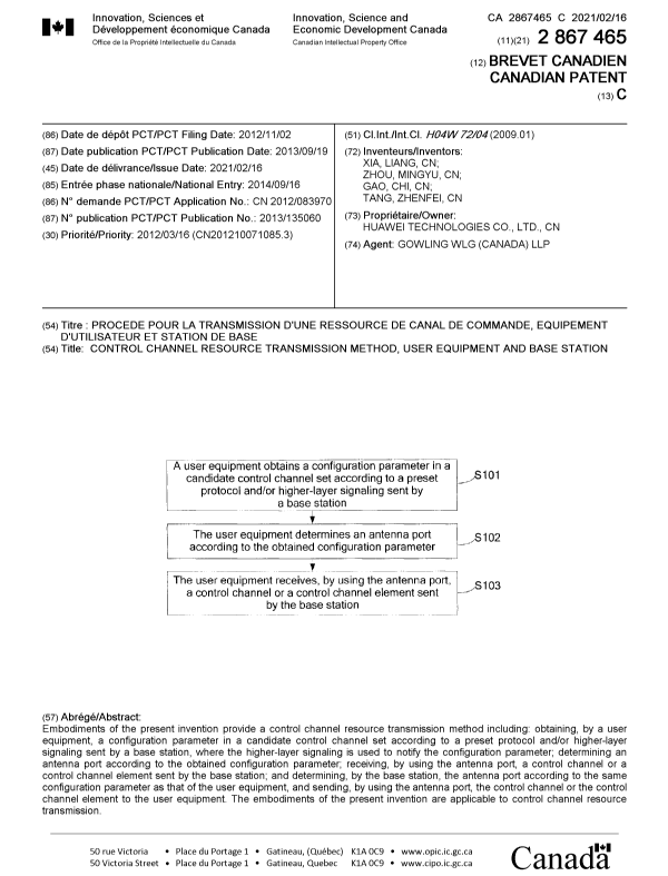 Document de brevet canadien 2867465. Page couverture 20210126. Image 1 de 1