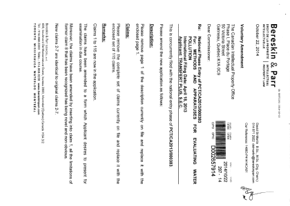 Canadian Patent Document 2871191. Prosecution-Amendment 20131222. Image 1 of 24