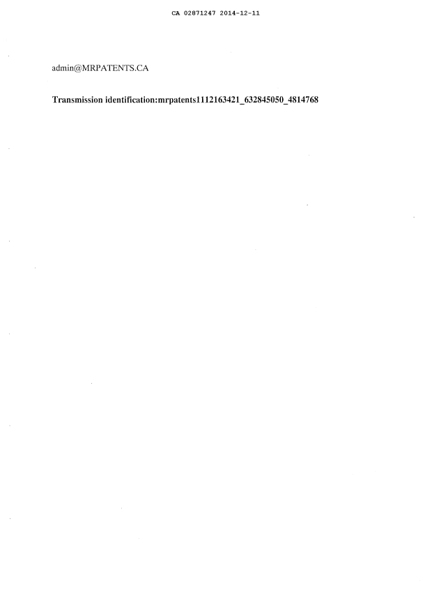 Document de brevet canadien 2871247. Correspondance 20141211. Image 2 de 4