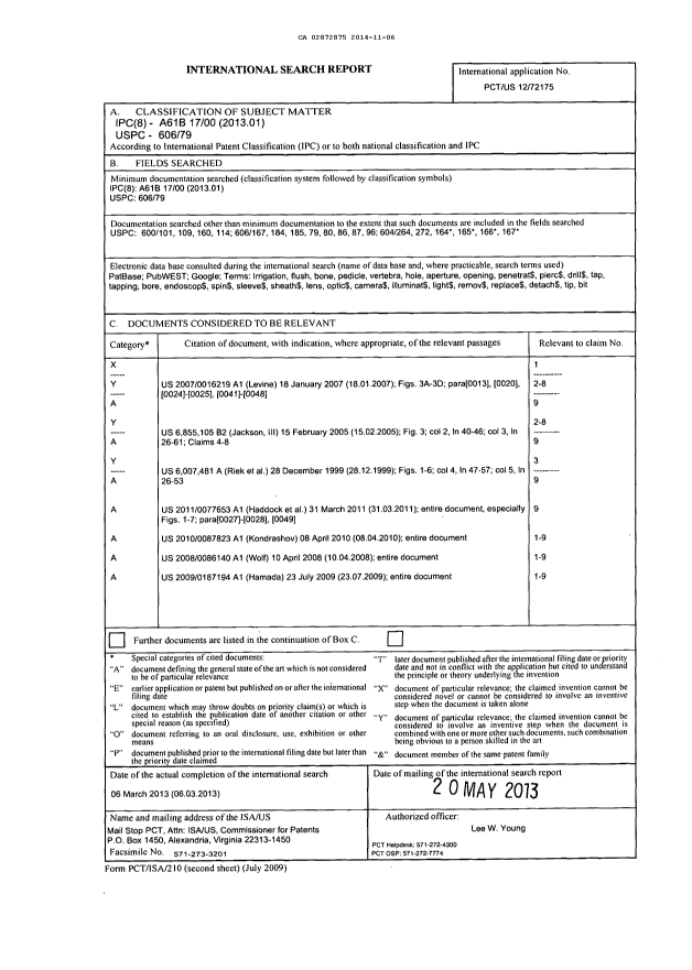 Document de brevet canadien 2872875. PCT 20141106. Image 1 de 3