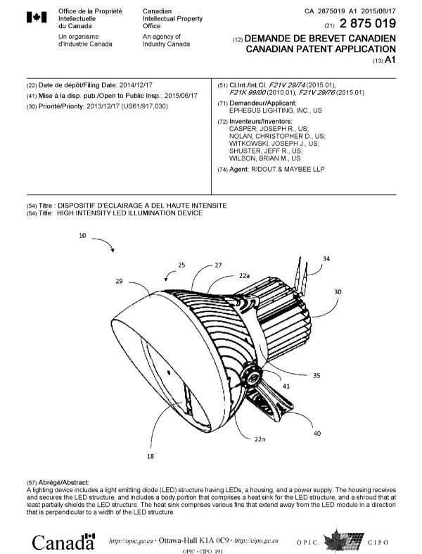 Document de brevet canadien 2875019. Page couverture 20150630. Image 1 de 1