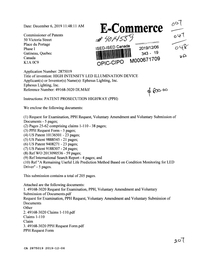 Canadian Patent Document 2875019. Amendment 20191206. Image 1 of 48