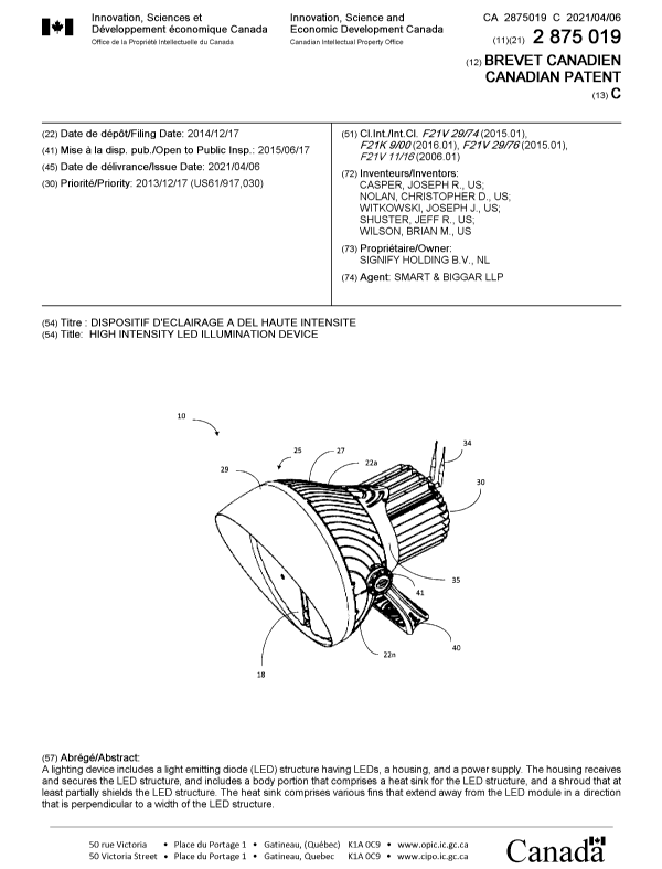 Document de brevet canadien 2875019. Page couverture 20210308. Image 1 de 1