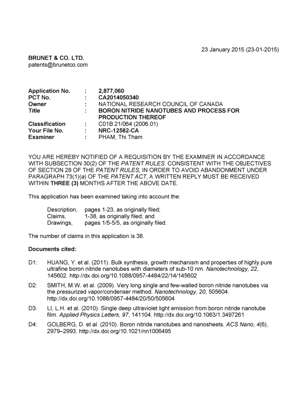Canadian Patent Document 2877060. Prosecution-Amendment 20141223. Image 1 of 4