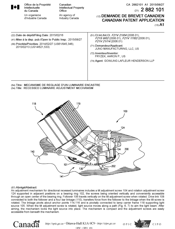 Canadian Patent Document 2882101. Cover Page 20150911. Image 1 of 1