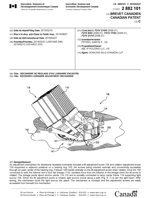 Document de brevet canadien 2882101. Page couverture 20180202. Image 1 de 1