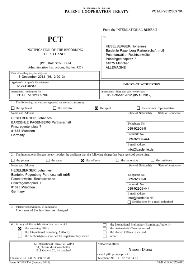 Document de brevet canadien 2884404. PCT 20150310. Image 1 de 8