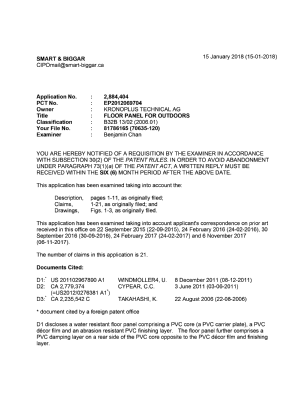 Canadian Patent Document 2884404. Examiner Requisition 20180115. Image 1 of 6