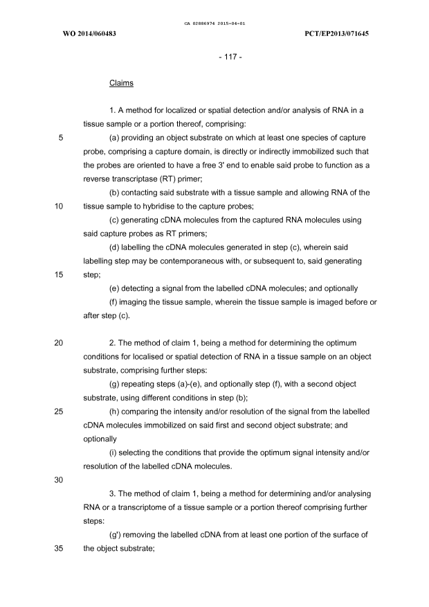 Document de brevet canadien 2886974. Revendications 20141201. Image 1 de 7