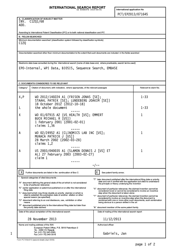Document de brevet canadien 2886974. PCT 20141201. Image 1 de 3