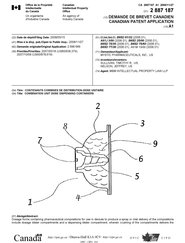 Document de brevet canadien 2887187. Page couverture 20141227. Image 1 de 2