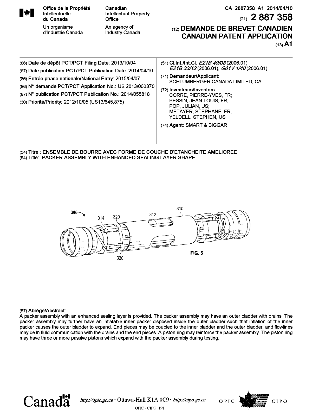 Canadian Patent Document 2887358. Cover Page 20141224. Image 1 of 1