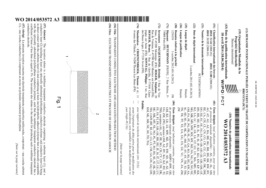 Document de brevet canadien 2887369. Abrégé 20141202. Image 1 de 2