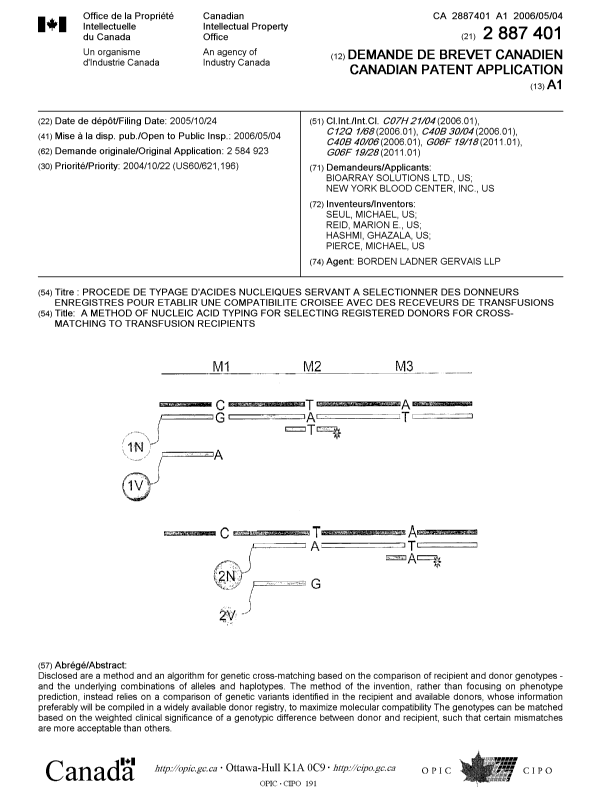 Document de brevet canadien 2887401. Page couverture 20141205. Image 1 de 1