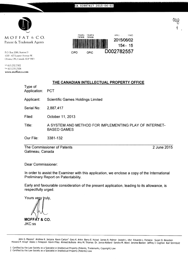 Document de brevet canadien 2887417. Poursuite-Amendment 20141202. Image 1 de 1