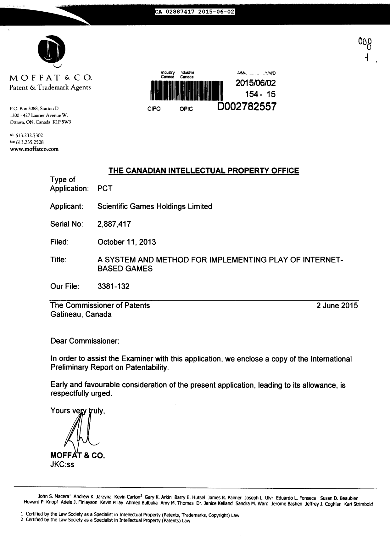 Canadian Patent Document 2887417. Prosecution-Amendment 20141202. Image 1 of 1