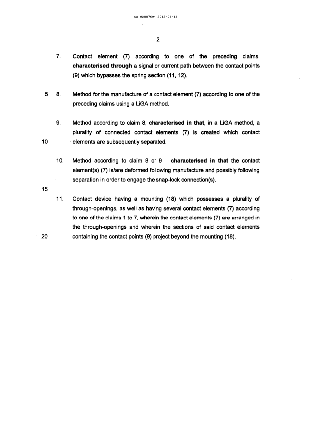 Document de brevet canadien 2887694. Revendications 20141215. Image 2 de 2
