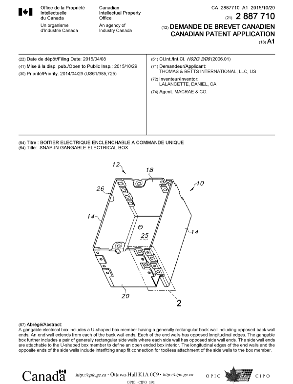 Document de brevet canadien 2887710. Page couverture 20151104. Image 1 de 1