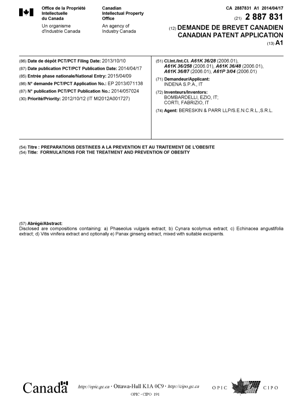 Canadian Patent Document 2887831. Cover Page 20141229. Image 1 of 1