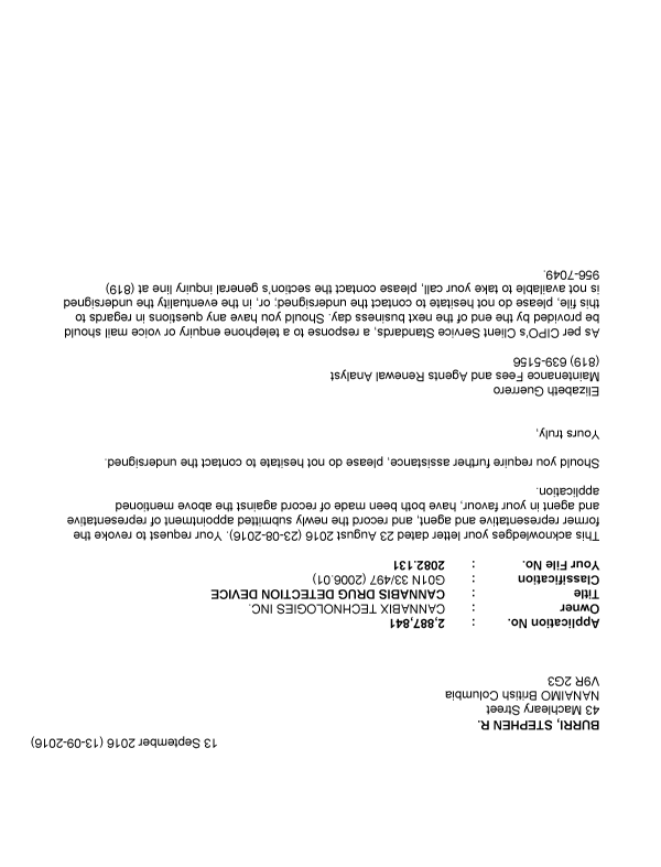 Document de brevet canadien 2887841. Correspondance 20151213. Image 1 de 1