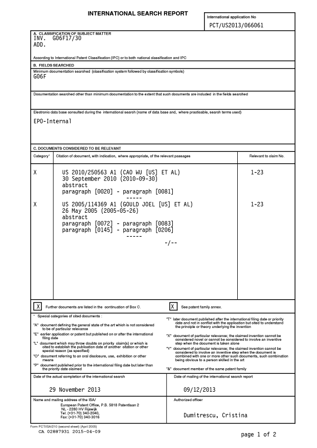 Document de brevet canadien 2887931. PCT 20141209. Image 1 de 9