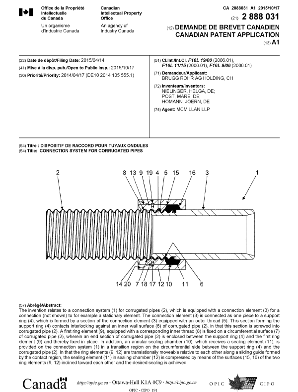 Canadian Patent Document 2888031. Cover Page 20151103. Image 1 of 1