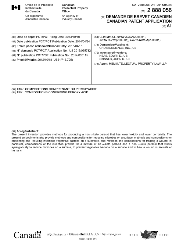 Document de brevet canadien 2888056. Page couverture 20141201. Image 1 de 1