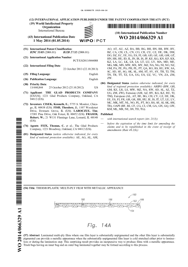 Document de brevet canadien 2888275. Abrégé 20150416. Image 1 de 1
