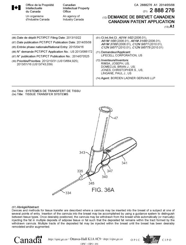 Canadian Patent Document 2888276. Cover Page 20150506. Image 1 of 1