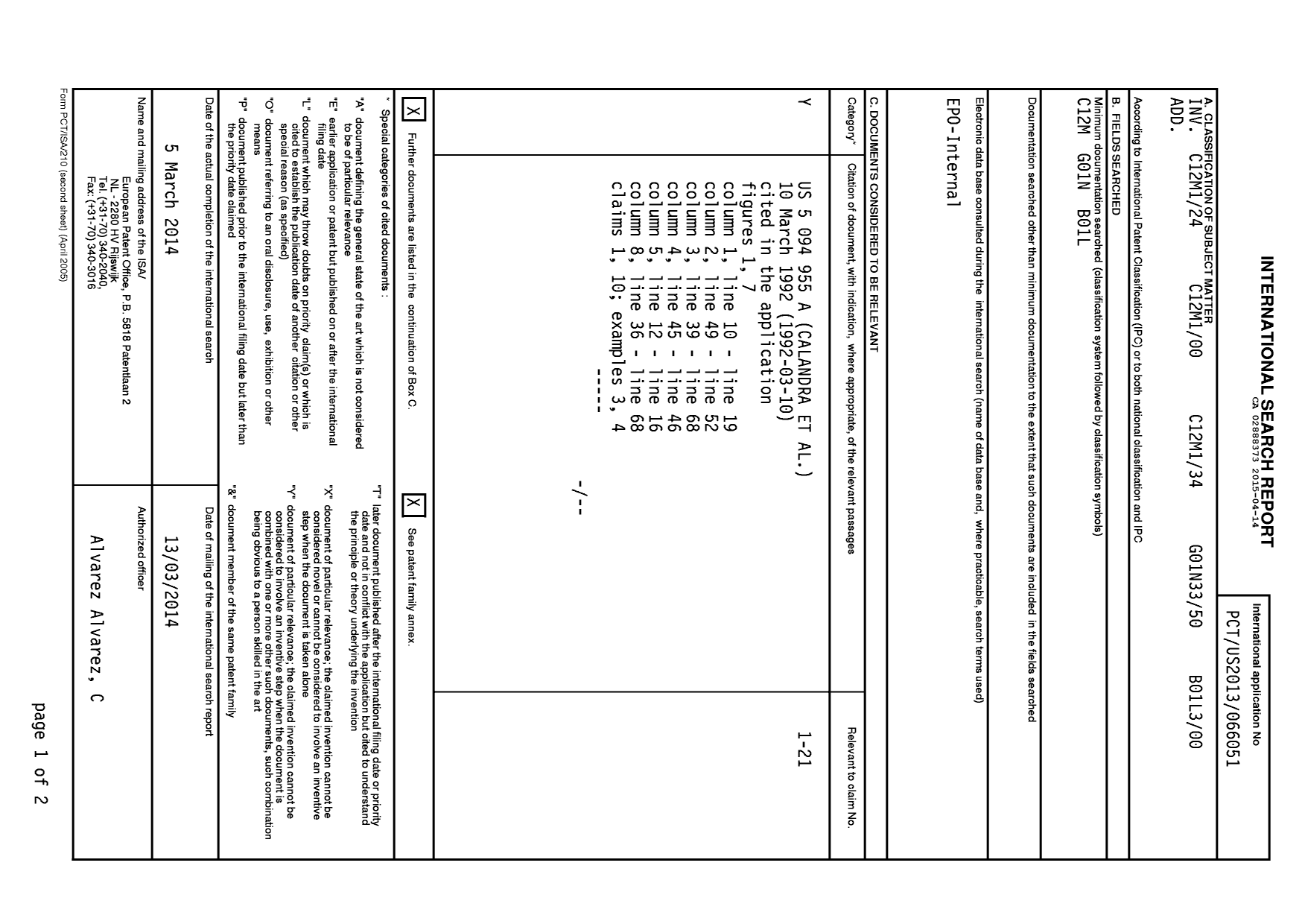 Document de brevet canadien 2888373. PCT 20141214. Image 1 de 4