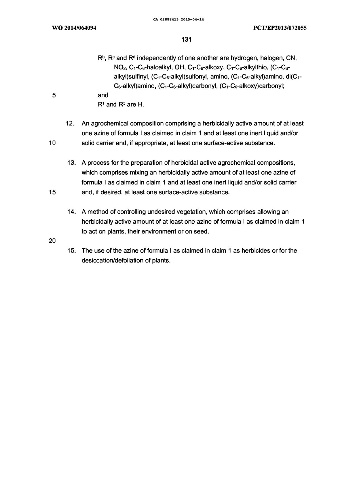 Document de brevet canadien 2888413. Revendications 20141214. Image 5 de 5