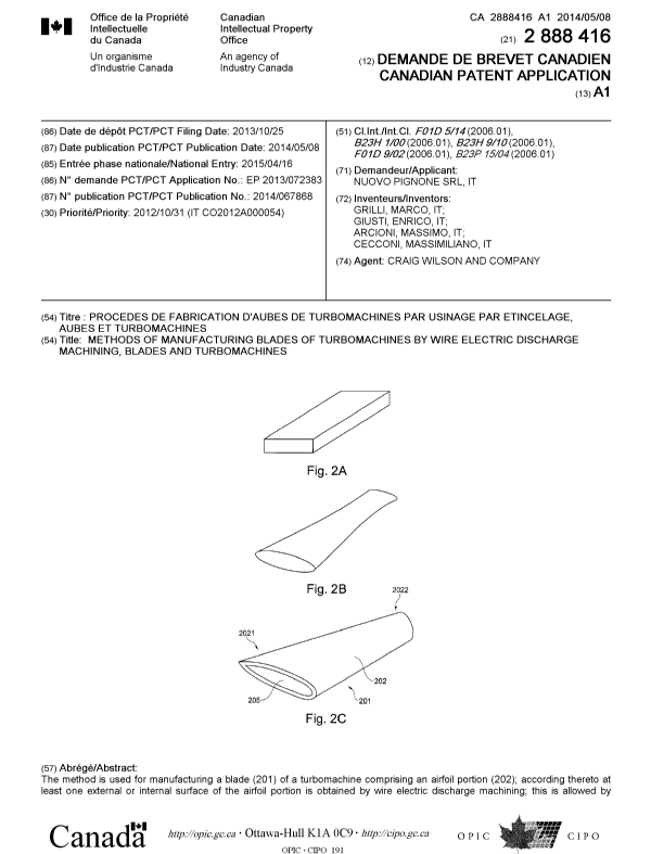 Document de brevet canadien 2888416. Page couverture 20141206. Image 1 de 2