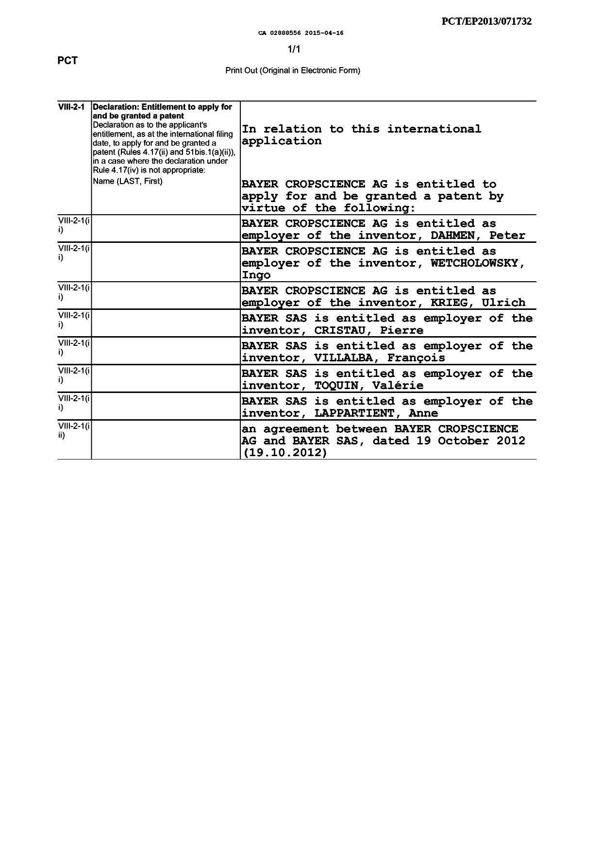 Document de brevet canadien 2888556. PCT 20141216. Image 11 de 11