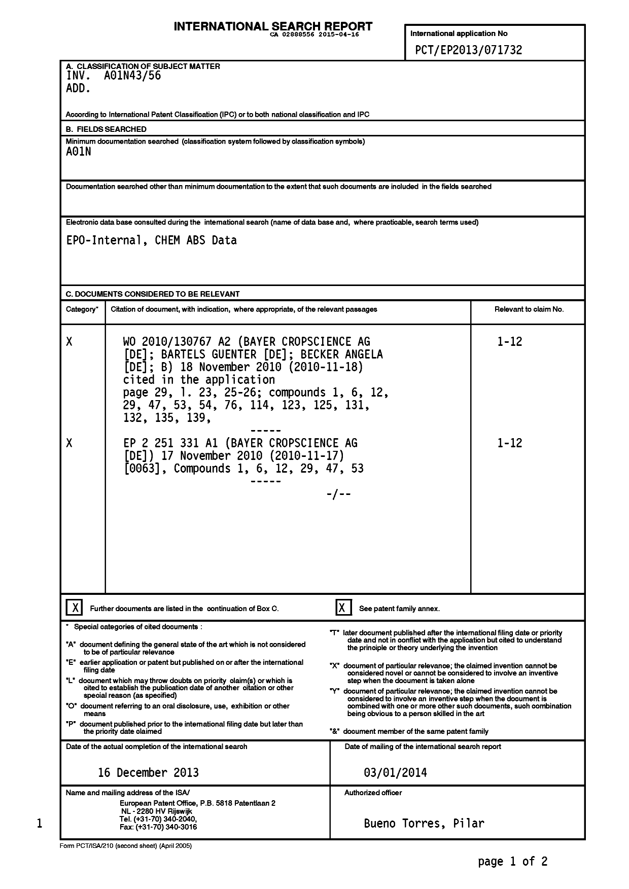 Document de brevet canadien 2888556. PCT 20141216. Image 2 de 11