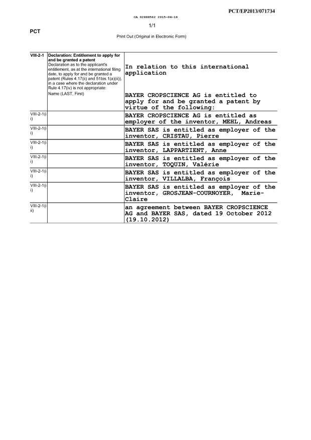 Document de brevet canadien 2888562. PCT 20141216. Image 11 de 11