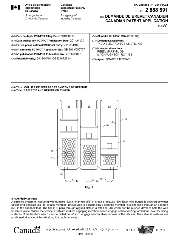 Document de brevet canadien 2888591. Page couverture 20141208. Image 1 de 1