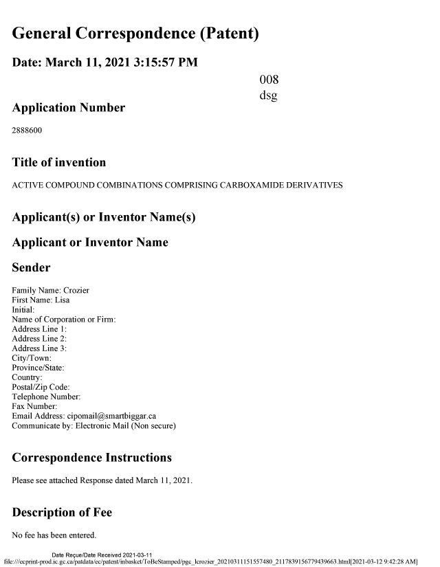 Document de brevet canadien 2888600. Modification 20210311. Image 1 de 12