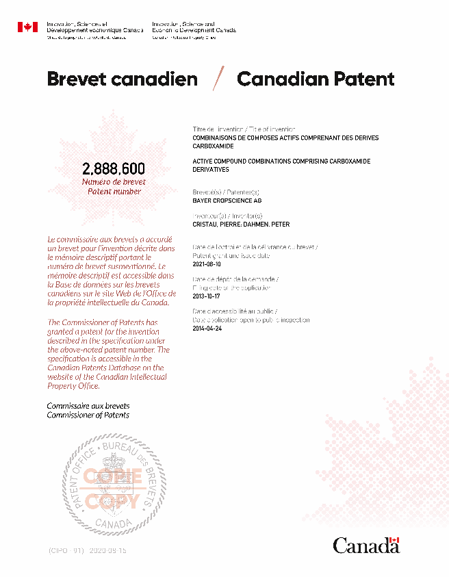 Document de brevet canadien 2888600. Certificat électronique d'octroi 20210810. Image 1 de 1